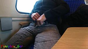 Very Spontaneous Quick Gay Jerk Off And Big Cumshot On Driving Train!