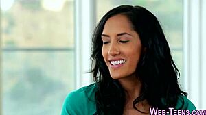 latina teen tastes lesbian ass with toys and oral