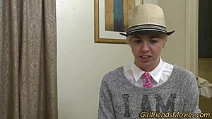 Big tit lesbian licks box in high definition masturbation scene.