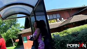 Redhead Ebony Goddess Flashes and Pisses Outdoors in the Wild