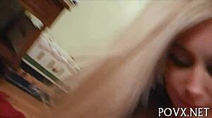 brynn tyler gives a rough pov blowjob before getting her pussy fucked hard