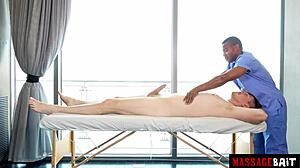 How does Jake Waters massage cock with his tight hole?