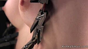 Bound Babe Endures Rough Anal Dildo Fucking