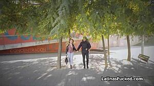 Latina gf sucks cock outdoors on the street