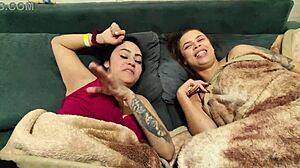 woman commands man to obey and suck quietly in this home scene