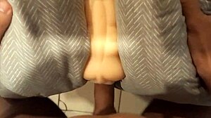 Bisexual uses big cock to fuck rubber vagina with toys