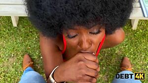 Ebony Brunette Returns Debt With Outdoor POV Sex
