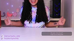 Agatha Dolly unboxes sex machine, masturbates to squirting orgasm on all fours