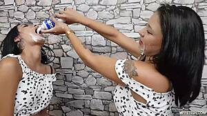 Creamy kisses in delicious scene