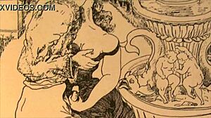 Vintage erotic drawing features retro anime comic hentai with antique cartoon style