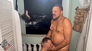 two well-endowed guys swap in rough anal sex