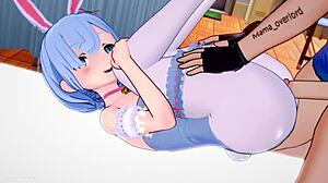 la caliente rem maid gets fucked again in bunny costume on the bed