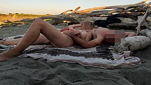 I Flash My Cock At Stepdaughter On The Beach. She Helps Me Cum Publicly
