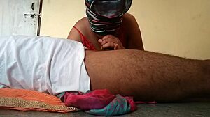 I'm giving my horny Indian bhabhi a blowjob outdoors with her natural tits 😍