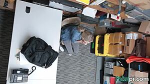 Slim blonde exposes butterfly tattoo and pussy