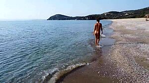 Drone captures babe’s exhibitionism on nudist beach. What a view!