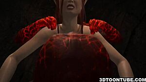 3D Babe Feels Intense Pleasure With Reptile Cocks