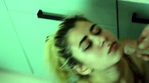 Gave a blowjob in the kitchen with intense homemade teen passion