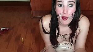 self degrading slut eats piss fruits 😈