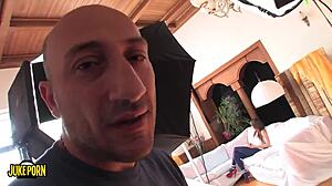 A beautiful horny brunette goes crazy from intense anal penetration and cumshot.