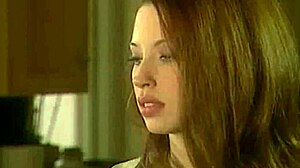 hot redhead rides cock in cowgirl and gets cumshot on sofa