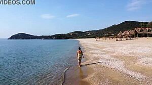 Drone captures babe’s exhibitionism on nudist beach. What a view!