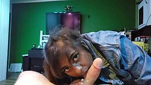 Indian teen missrai raiblue performs pov blowjob with big tits