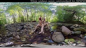 ana, molly, and belle having lesbian fun outdoors?