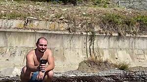 Four Lone Rangers Feed Beach Girl Their Hard Dicks!