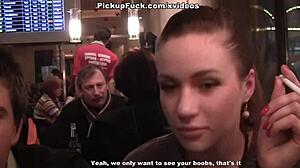 Two girlfriends suck dick outdoors.