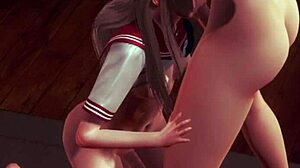 Futa fuck teen femboy in ass and cum on body and college uniform futanari 3d animation family