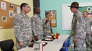 Drill sergeant relieves boy with intense gay sex