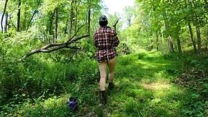 so, this pawg brunette milf strips naked in the forest, wild right?