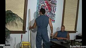 Gay cleaning guys get bold with office fucking