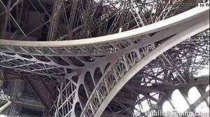 cute girl fucked by two big dicks in public at eiffel tower