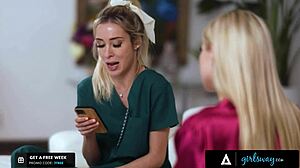 College Roommates Kenzie Anne And Aiden Ashley In A Double Nurse Scenario