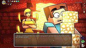 Hornycraft Parody Warden Wants Steve's Big Cock In Yoga Pants