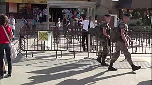 cute girl fucked by two big dicks in public at eiffel tower