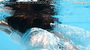 Lana swims nude in the pool, showing juicy tits and ass underwater 😍🌊