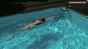 Lana swims nude in the pool, showing juicy tits and ass underwater 😍🌊