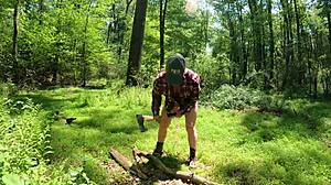 so, this pawg brunette milf strips naked in the forest, wild right?