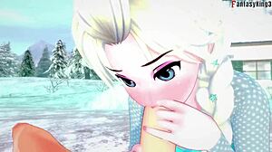 Elsa imee ja harrastaa seksiä jäätyneessä fantasissa