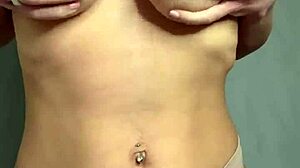 Hot Student Caresses Her Natural Big Tits