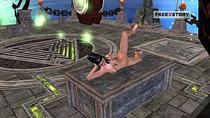 Ever seen a 3D cartoon Indian girl fingering with cucumber?