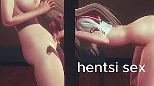 Futa fuck teen femboy in ass and cum on body and college uniform futanari 3d animation family