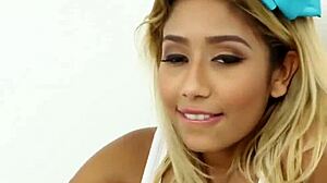 Black teen gets facial after fucking, blowjob included, so hot