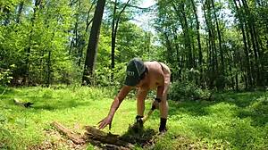 so, this pawg brunette milf strips naked in the forest, wild right?