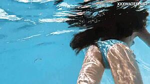 Lana swims nude in the pool, showing juicy tits and ass underwater 😍🌊