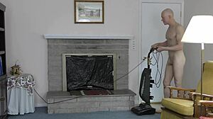 Horny Gay Nudist Cleans House