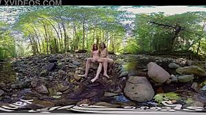 ana, molly, and belle having lesbian fun outdoors?